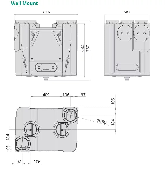 Brookvent Aircycle 4.1 Wall Mount Whole House MVHR System – Mouldstop Ltd